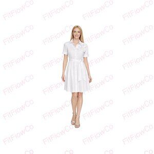 Karl LagerfeldParis Winter White 3DFlower Cotton ALine Shirtdress XS(Fits XS–S)